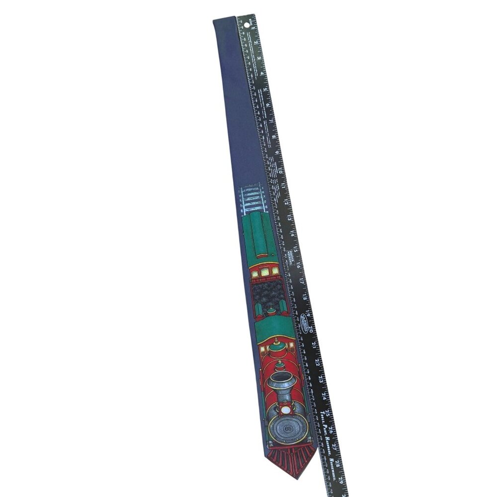 Custom Designed Mens Multi-Color Polyester Train Design Graphic Neck Tie - Picture 6 of 7